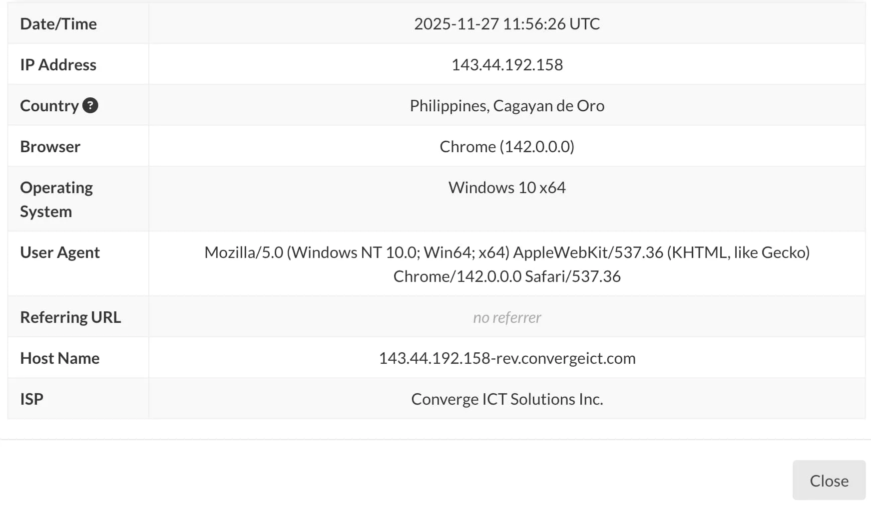 Grabify info screenshot